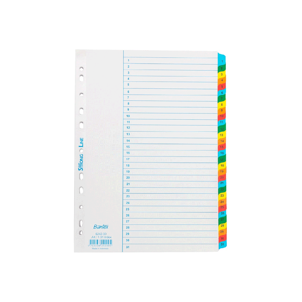 Bantex A4 Size 31 Pages (1 to 31 Index) Dividers 6242