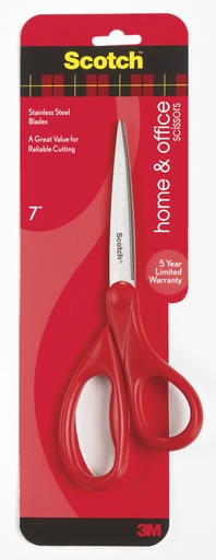[HMENPSCSHNO7INC] Scotch Home and Office Scissors, 7 Inches, Straight, Red