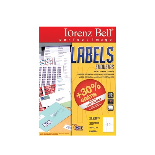 [HMPNLMLLB12L70x67.7MM] Mailing Label Lorenz Bell 70x67.7mm (12 Labels)
