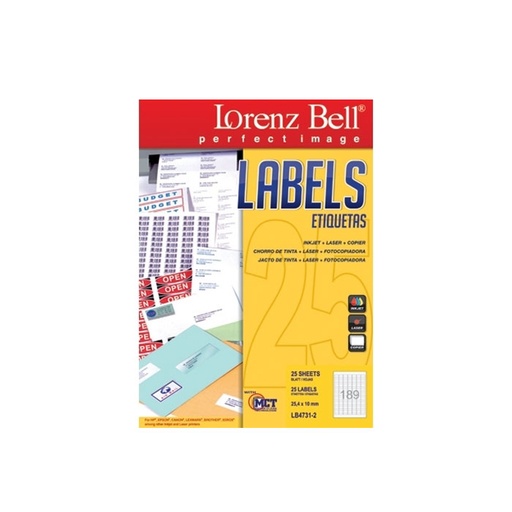 [HMPNLMLLB189L25.4x10MM] Mailing Label Lorenz Bell (189 Labels) 25.4 x 10 mm