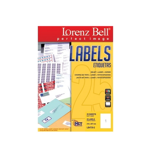 [HMPNLMLLB1L210x297MM] Mailing Label Lorenz Bell (1 Label) 210 x 297 mm (25 sheets)