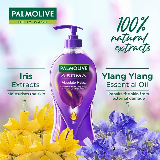 Palmolive Iris Flower & Ylang Ylang Essential Oil Aroma Absolute Relax Shower Gel (750ml)