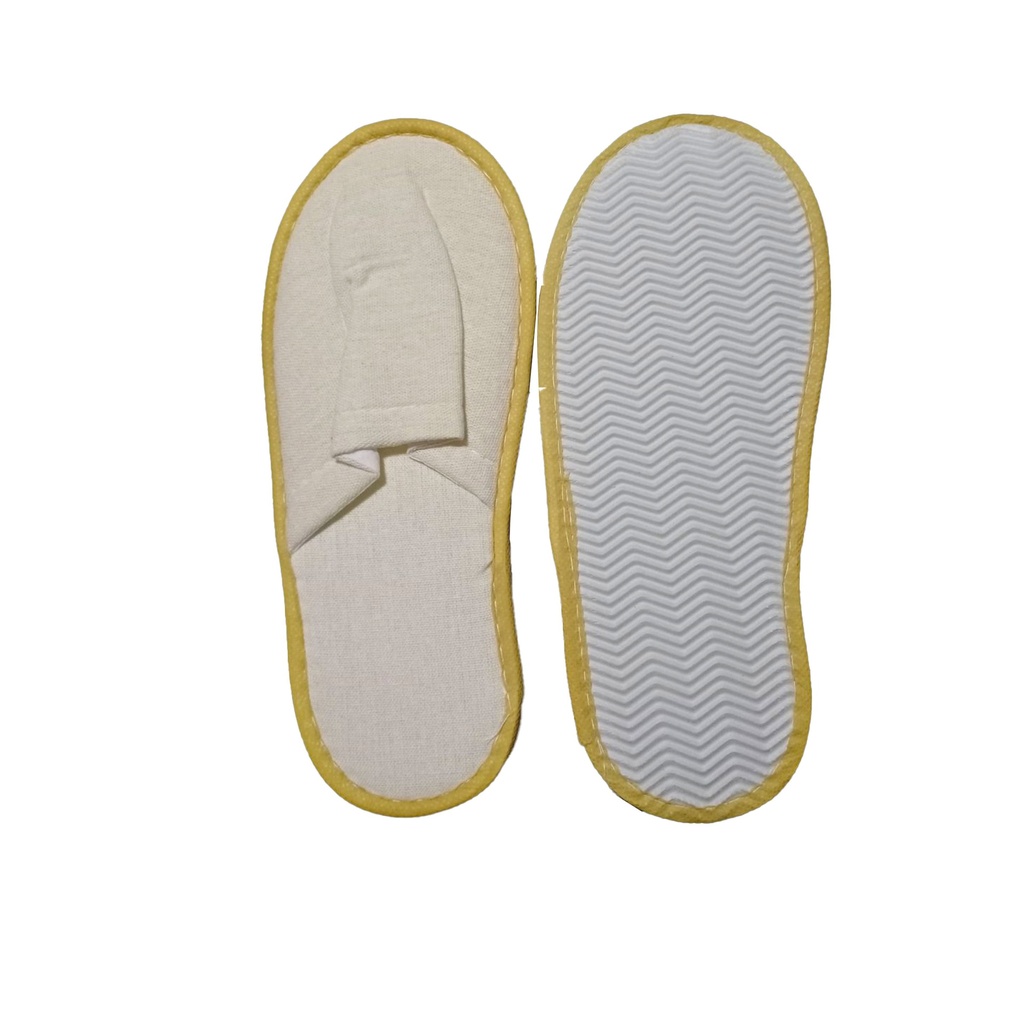 Disposable Hotel Slippers(Cream Color with yellow liner)