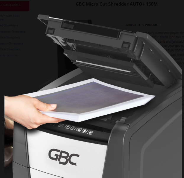 GBC Paper Shredder Micro Cut Auto 150M