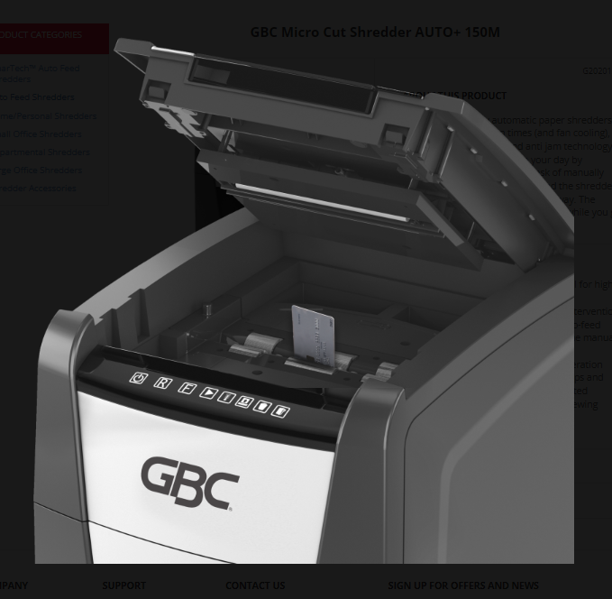 GBC Paper Shredder Micro Cut Auto 150M