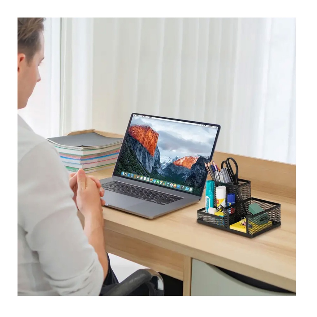 Deli Multifunctional Mesh Pen Holder And Organizer For Desk ( E9175)