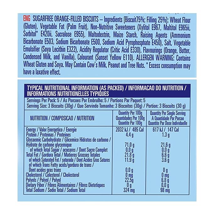 Tiffany Biscuit Sugar free Orange (162g)