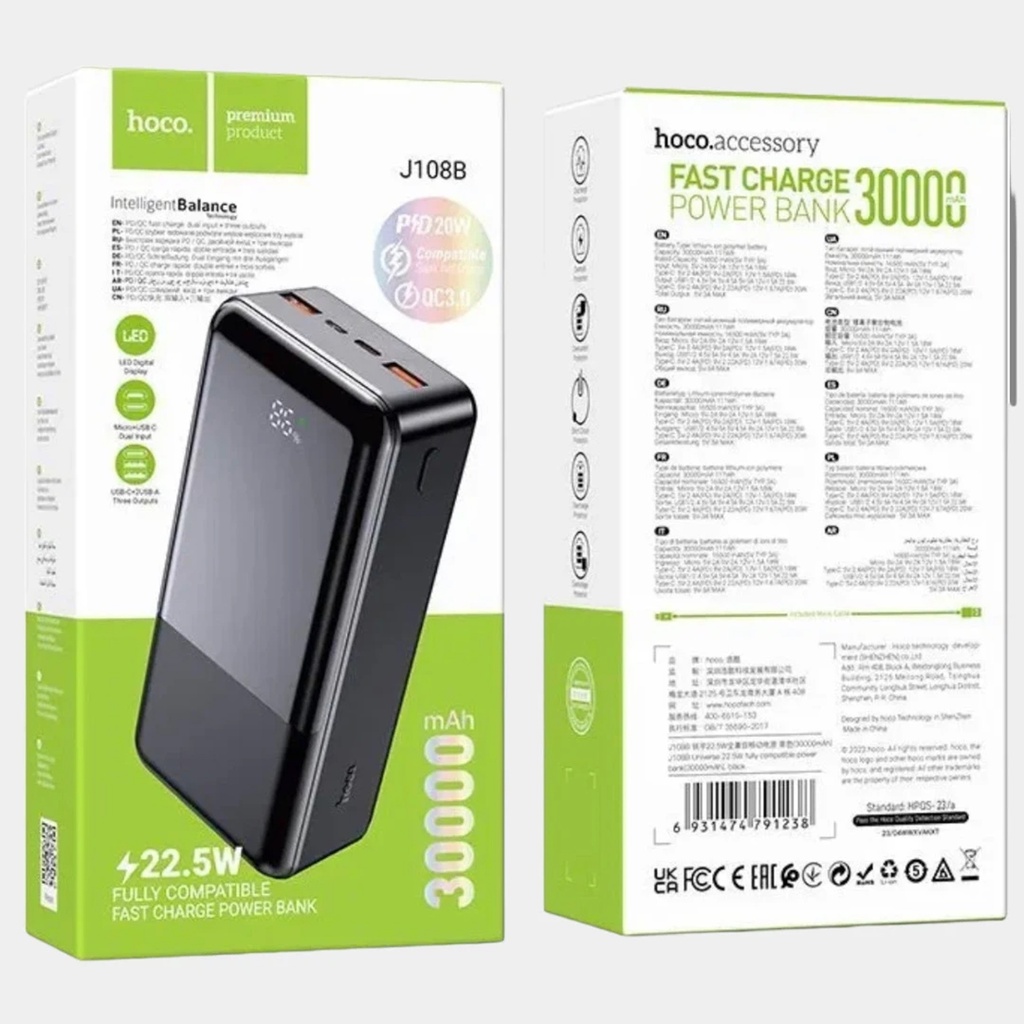 hoco J108B Universe 22.5W Fully Compatible Power Bank 30000mAh