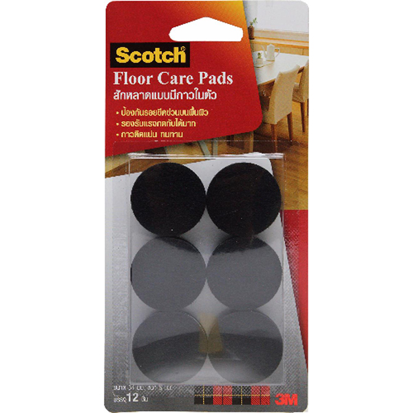 3M Scotch Floor Care Circle Beige,Black Pad 34MM 12's