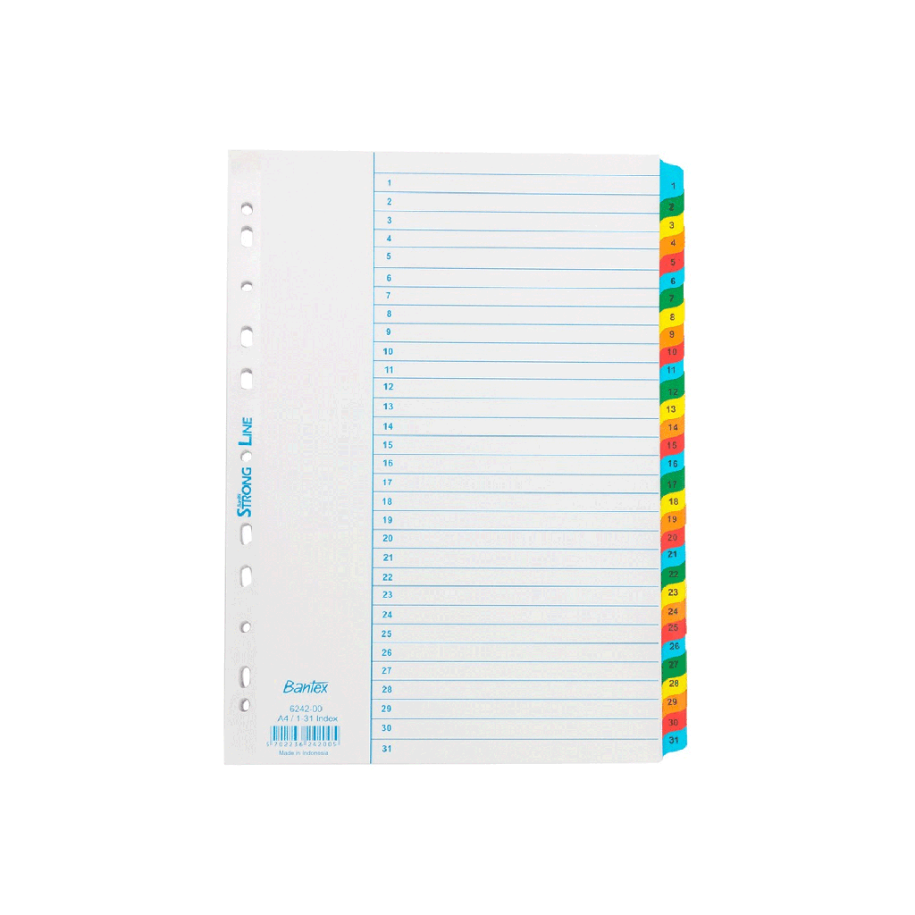 [HMBNPDIVBTXA431P6242] Bantex A4 Size 31 Pages (1 to 31 Index) Dividers 6242