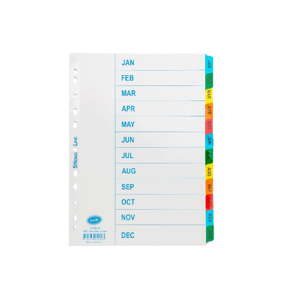 [HMBNPDIVBTXA412P6259] Bantex A4 Size 12 Pages (Jan-Dec Index) Dividers 6259
