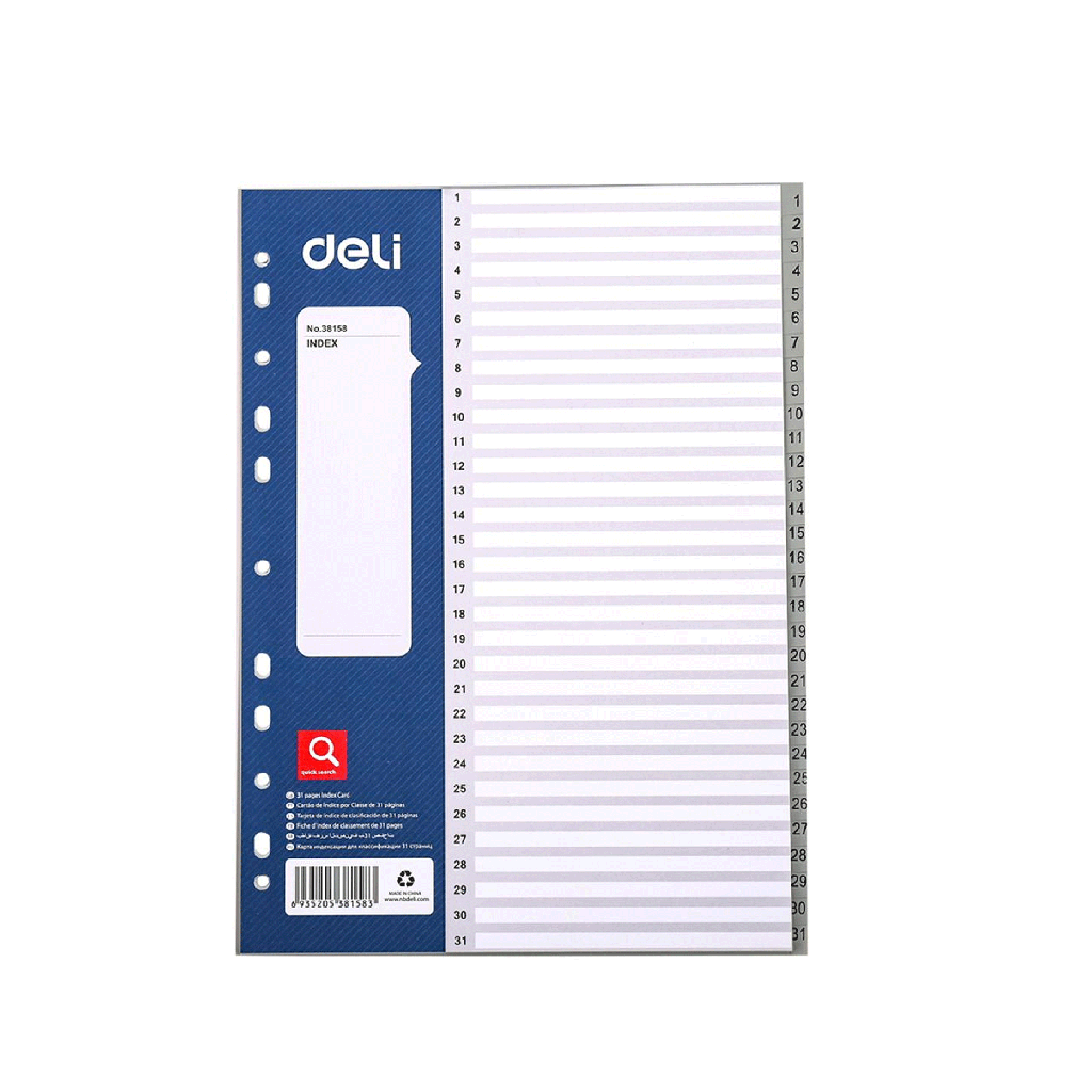 [HMBNPDIVDLE38158] Deli PP Index Divider E38158 (1 to 31)