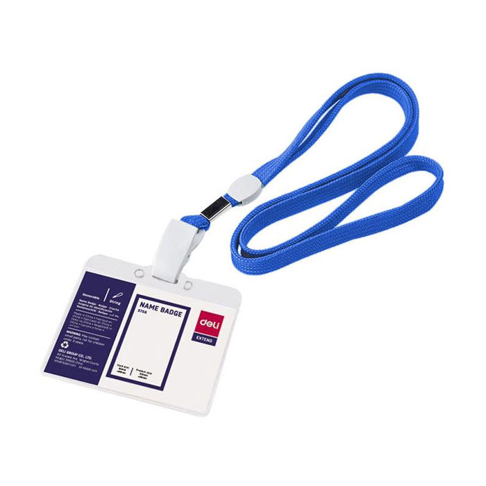 Name Badge Holder (Deli E5756) Horizontal with Lanyard