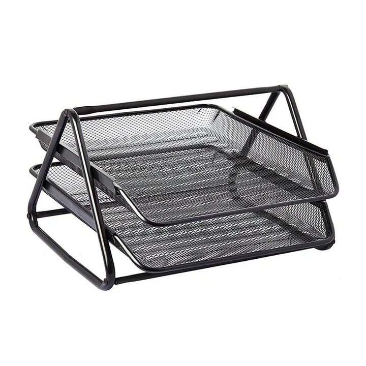 Letter Tray 2 Step Metal Mesh (White)