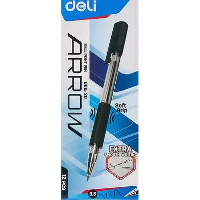 [HMWNCDLBPPBK-0.5MM] Deli Arrow Soft Grip Ball Pen (0.5mm)  (Black)