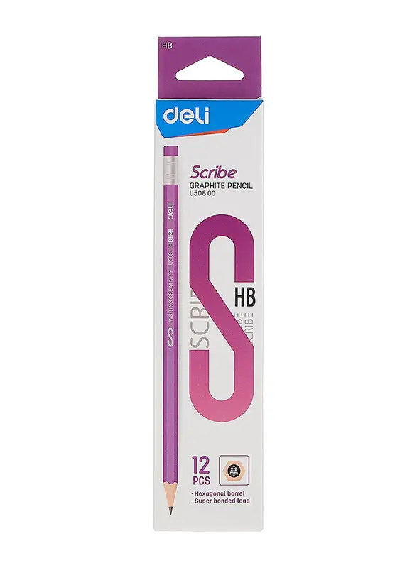 Deli 12-Piece HB Scribe Graphite Pencil With Eraser Set