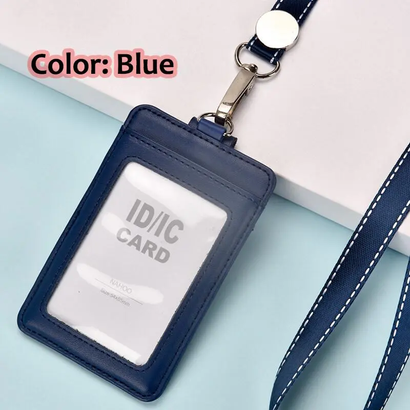 [PLOIDCHBL] Premium Leather Office ID Card Holder (Blue)