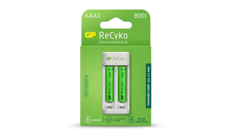 [HMOEBTGPAAA2PCSRCH] GP USB basic charger + GP rechargeable AAA Batteries / HR03 Ni-Mh battery  (2 Pcs)