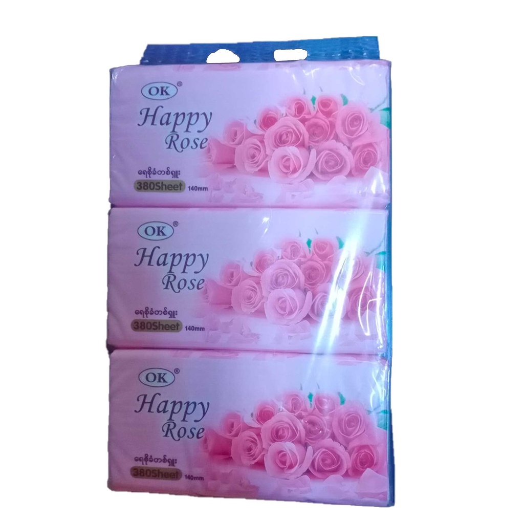 OK Happy Rose Facial Tissue (3Pcs) 380 Sheets 