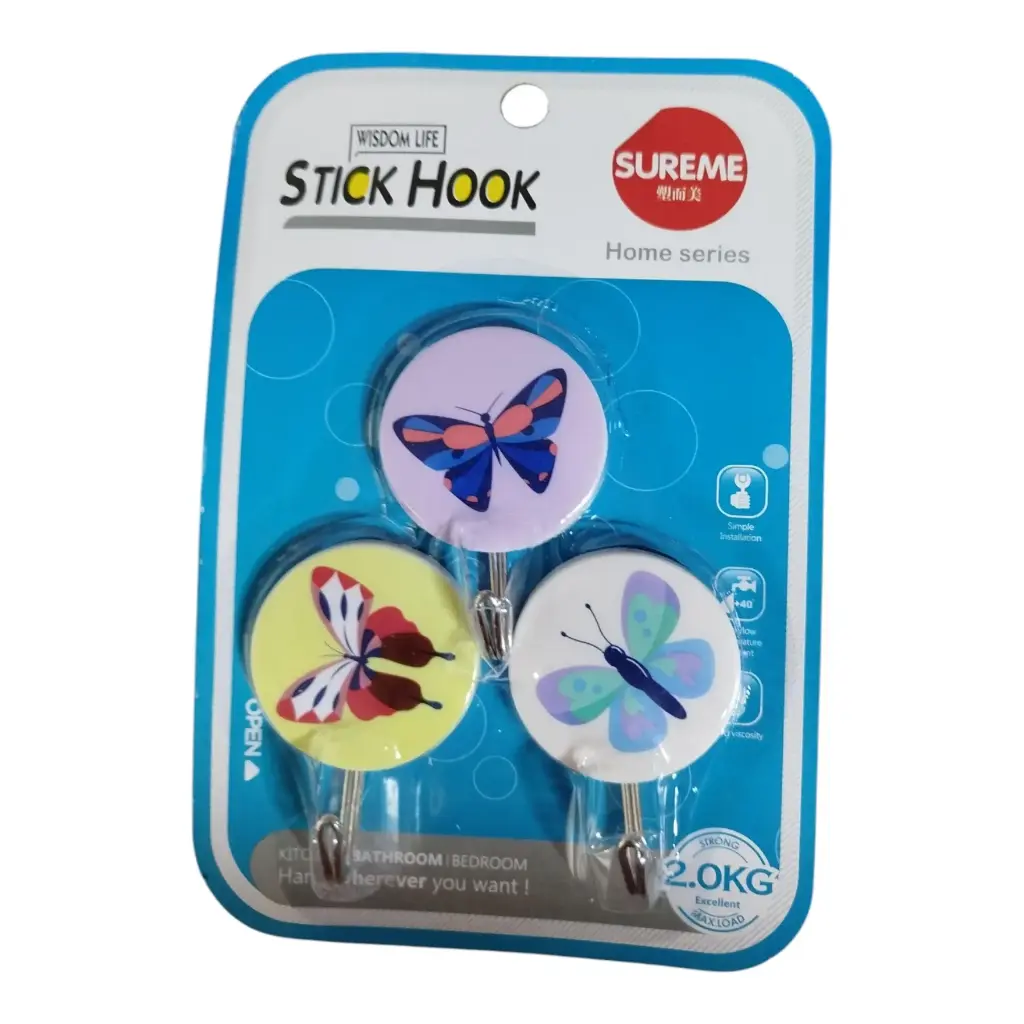 [HMDNOPAWCSH] Wall Stick Hook (China) 3Pcs