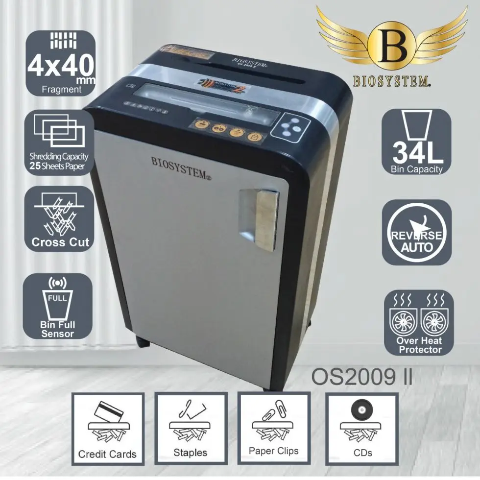 [PROD-20384-BIO-34L-23K-440] BIOSYSTEM - OS2009 II Heavy Duty Paper Shredder 