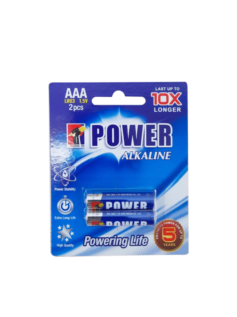 Power Alkaline Battery AAA Size 2PCS