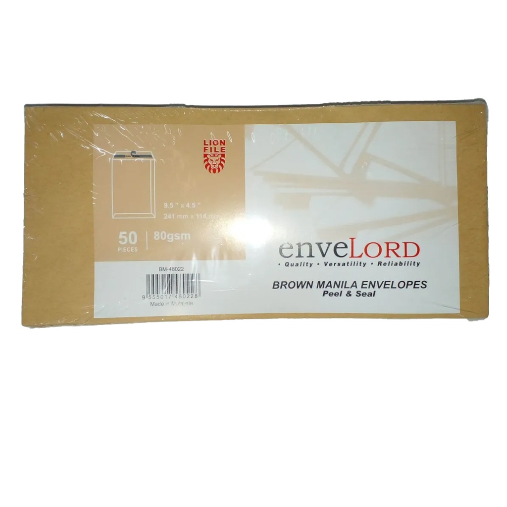 [PROD-17136-WHI] Lion Peal and Seal Envelopes 9.5x4.5 inc (50Pcs) (White)