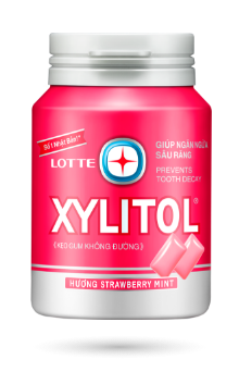 Lotte Xylito Sugar Free Gum,  Strawberry Mint flavor (58g)