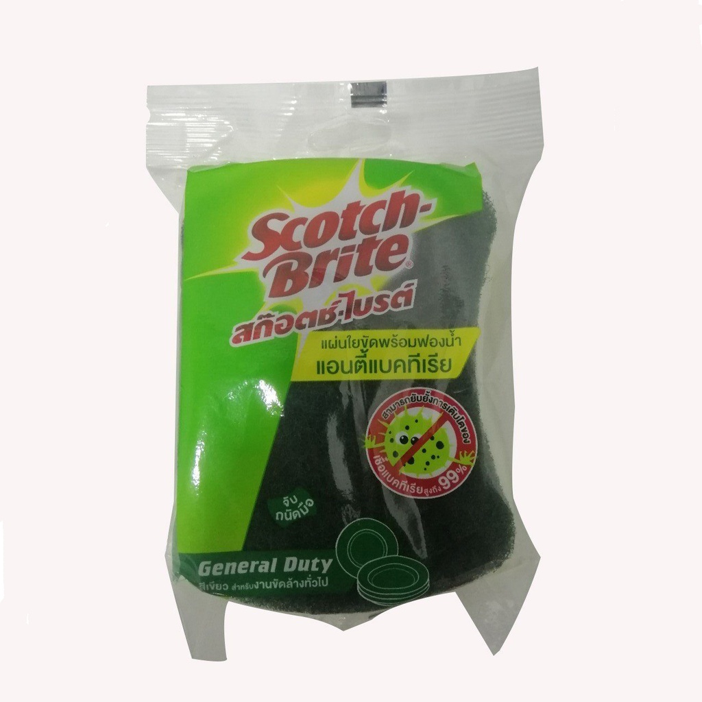 [HMOKA3M-ASSGD] 3M Scotch Brite Antibac Scrub Sponge General Duty (Green)