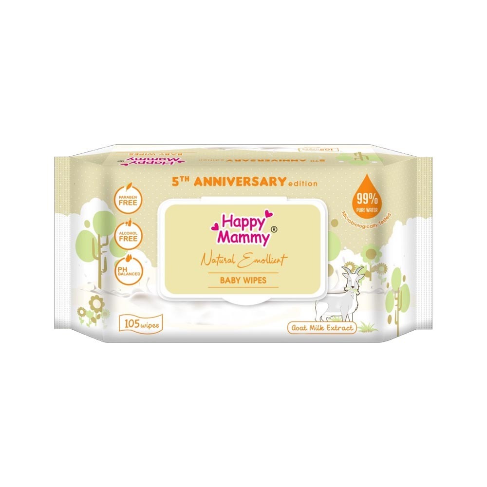 [HMHKWWHMGME105W] Happy Mammy  Goat Milk Extract Wet Wipes ( 105 Wipes)