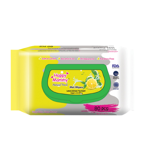 [HMHKWWHMLGT80W] Happy Mammy Lemon and Green Tea Wet Wipes ( 80 Wipes)