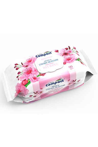 Ultra Compact Japanese Cherry Blossom Wet Wipes(90Pcs)