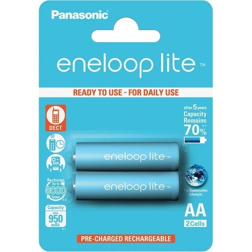 [HMOEBTPNAA1.2V] PANASONIC eneloop lite AA 950 mAh single blister 2 pieces