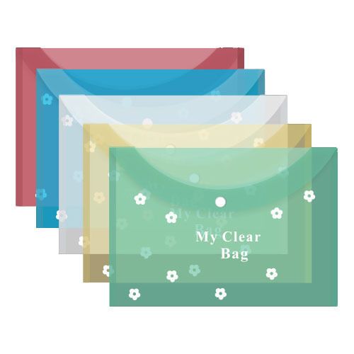 [HMFNSFBCA4] File Bag (Clear) (China) A4 with button