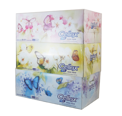 [HMFMTBCLX3PLY150SHT3PCS] Cellox Purify Facial Tissue Box 2Ply 150 Sheet 3PCS