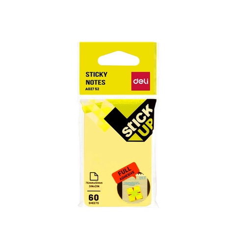 [HMBNPSNDL76x51MMEA02752] Deli Full Adhersive Sticky Note (76x51 mm) EA02752