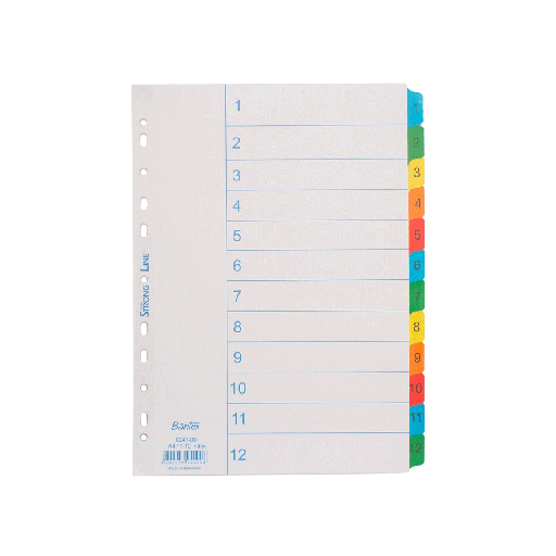 [HMBNPDIVBTXA412P6241] Bantex A4 Size 12 Pages (1-12 Index) Dividers 6241
