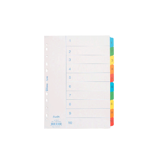 [HMBNPDIVBTXA410P6240] Bantex A4 Size 10 Pages (1-10 Index) Dividers 6240