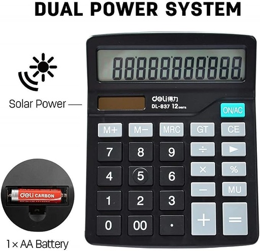 [HMOECLDL837] DELI 837 Classic  Desktop calculator (12 Digits)