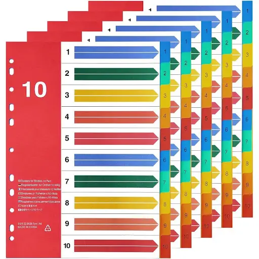 [HMFNSFDC1210A4] Color File Divider 1 to 10 Index Paper (A4)