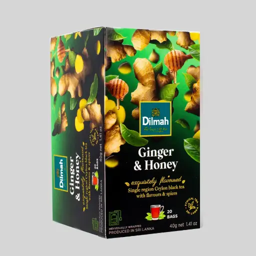 [HMPTTADMGGNHYBT40G] Dilmah Ginger & Honey Ceylon Black Tea-20 Individually Wrapped Tea Bags(40g)