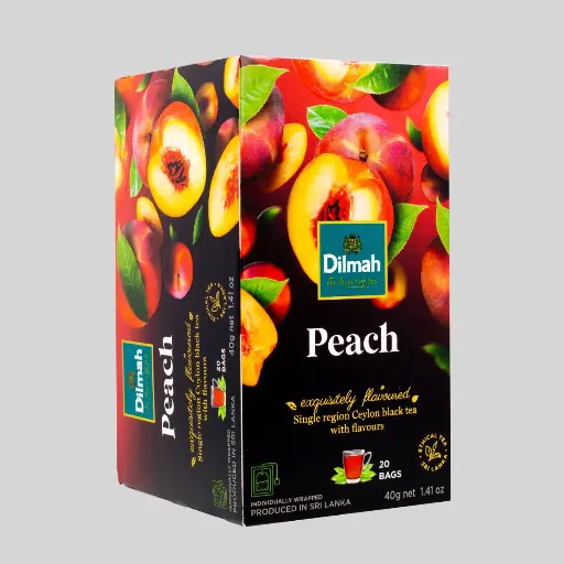 [HMPTTADMPHBT40G] Dilmah Peach Ceylon Black Tea - 20 Tea Bags with Tag(40g) 