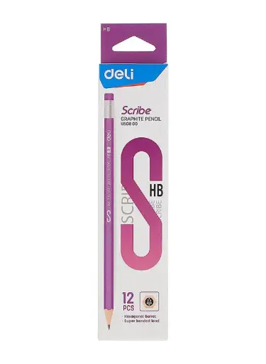 Deli 12-Piece HB Scribe Graphite Pencil With Eraser Set
