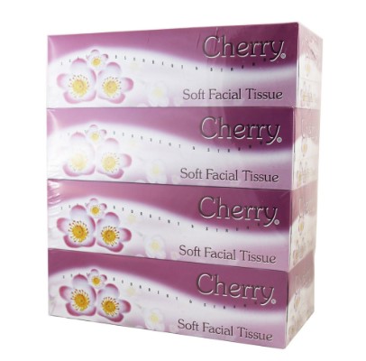 Cherry Soft Facial Tissue Box  2 ply 100 Sheets ( 4 box / Packet )