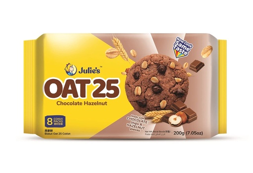 [HMPPCKJOT25HNNC200G] Julie's Oats 25 Hazel Nut's and Chocolate Cookies ( 200g)