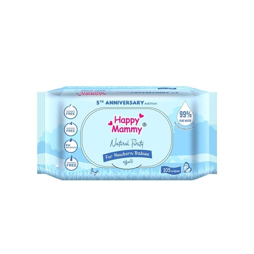 [HMHKWWHMNP105W] Happy Mammy  Natural Purity Wet Wipes ( 105 Wipes)