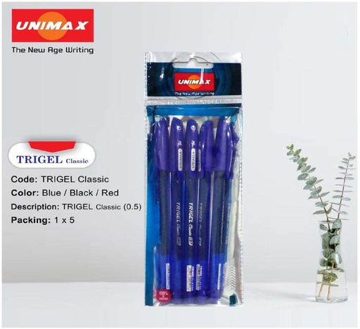 Unimax Tri Gel Classic Gel Pen 0.5mm ( 5pcs/Packet)