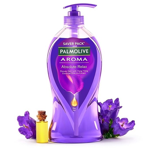 [HMPHSGPLIFNYYSOAAR750ML] Palmolive Iris Flower & Ylang Ylang Essential Oil Aroma Absolute Relax Shower Gel (750ml)