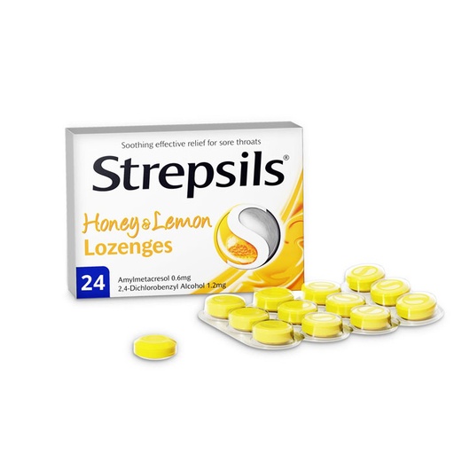 [HMHSSTSHNLL24] STREPSILS Honey & Lemon Lozenges 24's