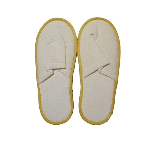 [HMFMSPTP4] Disposable Hotel Slippers(Cream Color with yellow liner)